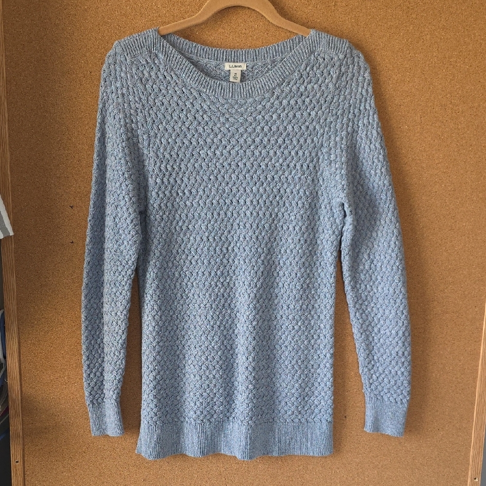 L.L. Bean Light Blue Cotton Cable Knit Sweater Size M